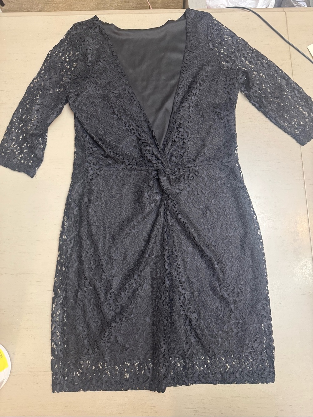 ASOS Black Lace Twist-Front Midi Dress Size Medium Excellent condition!!